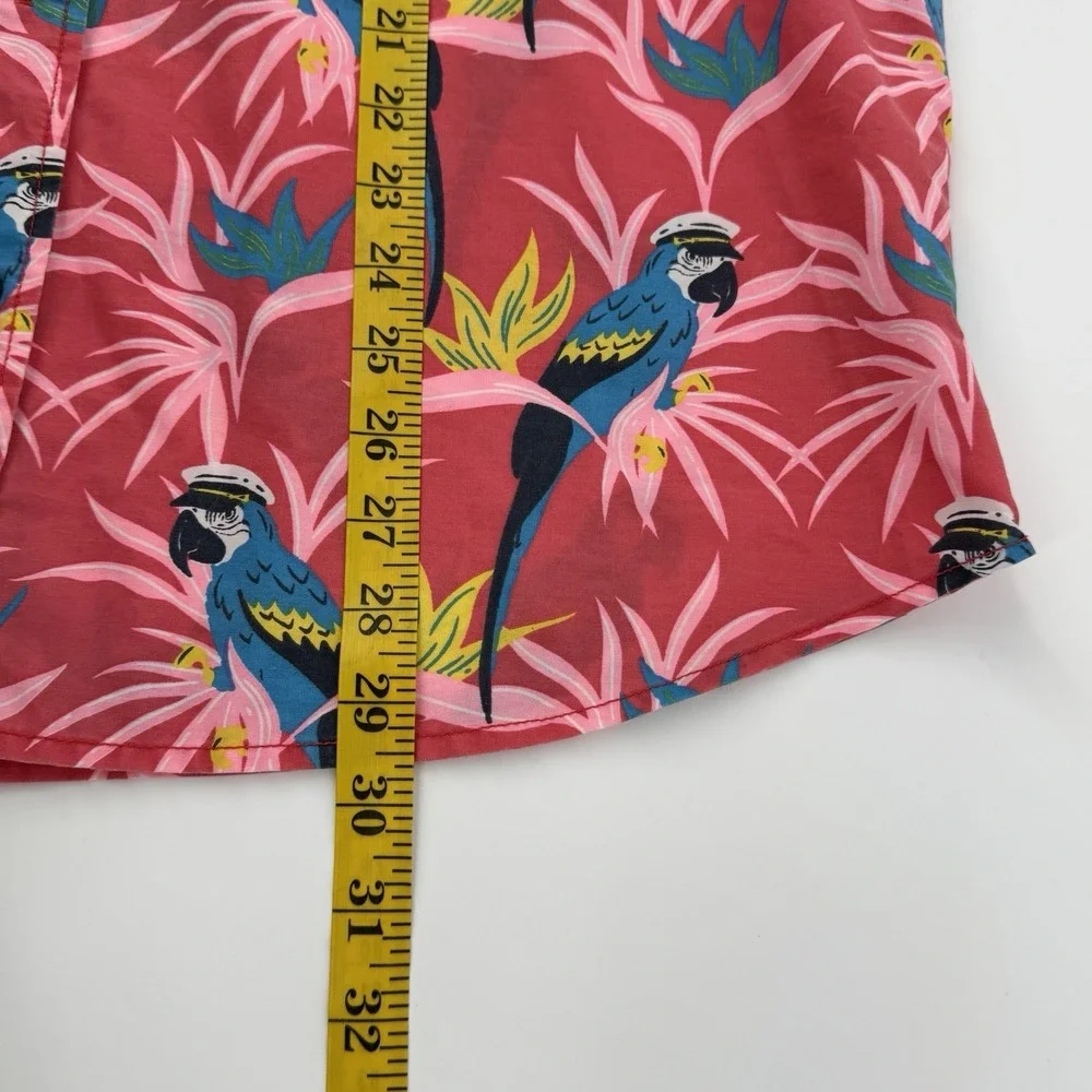 Party Pants Hawaiian Shirt XL‎ Pink Parrot Tropical Button Up Short Sleeve Beach